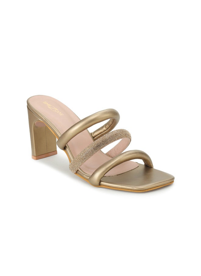 She Zone Copper-Toned Block Sandals for Women - Image 2
