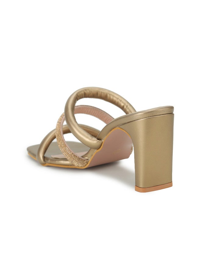 She Zone Copper-Toned Block Sandals for Women - Image 3
