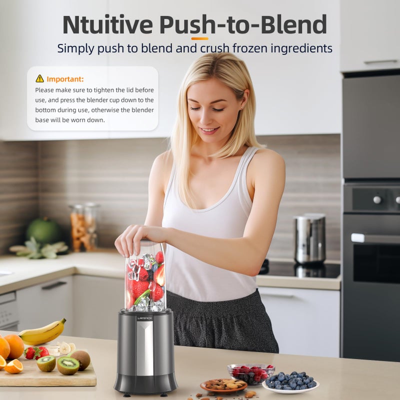 LAMPICK Smoothie Blender, 1500W Personal Blender for Smoothies, Shakes and Nutrient Extractions with 27oz*2 Portable Cup and Lid - Image 3
