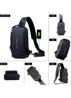 Generic Crossbody Sling Bag, Body Chest Shoulder Bag for Men Women Casual Shoulder Backpack Bag, Waterproof Leather Chest Casual Daypack with Usb Charging Port for Travel Hiking  - Image 2