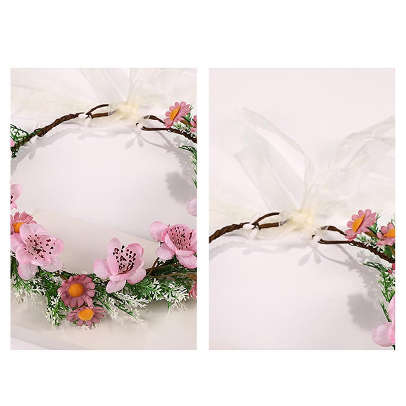 Friendly Floral Headband Soft Fabric Grass Designs Elastic Hair Wreath for Infants Outdoor Photography Flower Headbands - Image 3