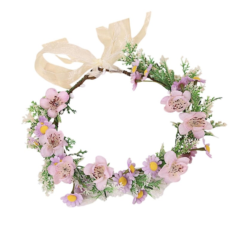 Friendly Floral Headband Soft Fabric Grass Designs Elastic Hair Wreath for Infants Outdoor Photography Flower Headbands - Image 1