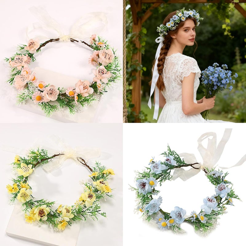 Friendly Floral Headband Soft Fabric Grass Designs Elastic Hair Wreath for Infants Outdoor Photography Flower Headbands - Image 2