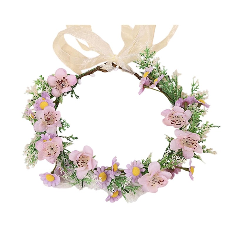 Friendly Floral Headband Soft Fabric Grass Designs Elastic Hair Wreath for Infants Outdoor Photography Flower Headbands - Image 5