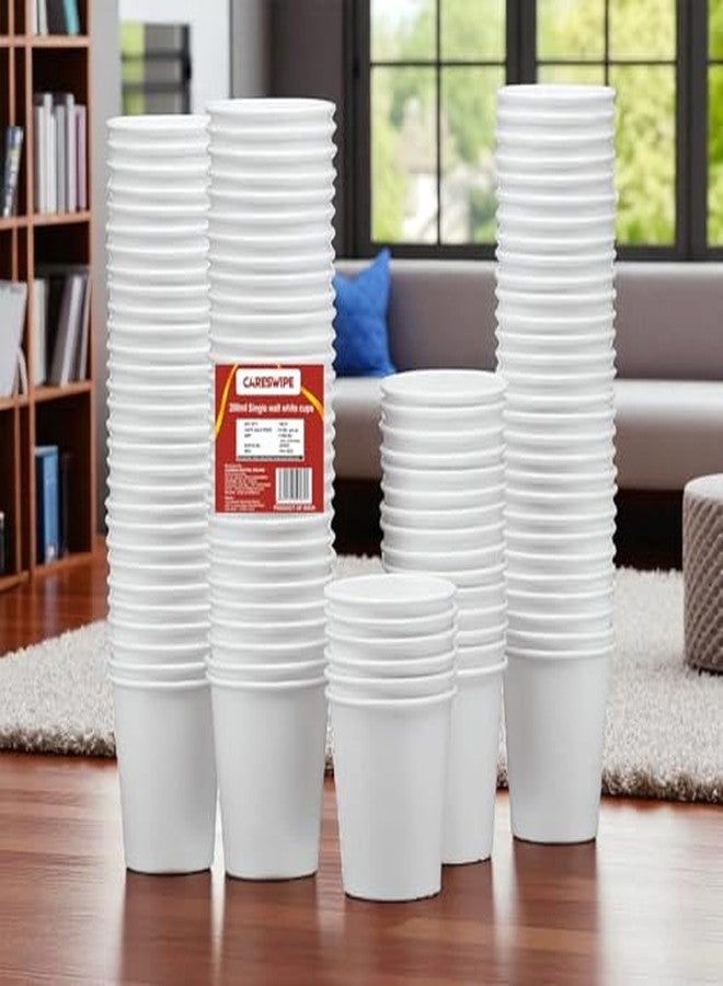 Careswipe Paper Cups 100 Pcs, Disposable Cups, 200 ML Hot & Cold Beverage Tea, Cofee, Water Cups for Parties, Events, Offices, and Homes, White - Image 2
