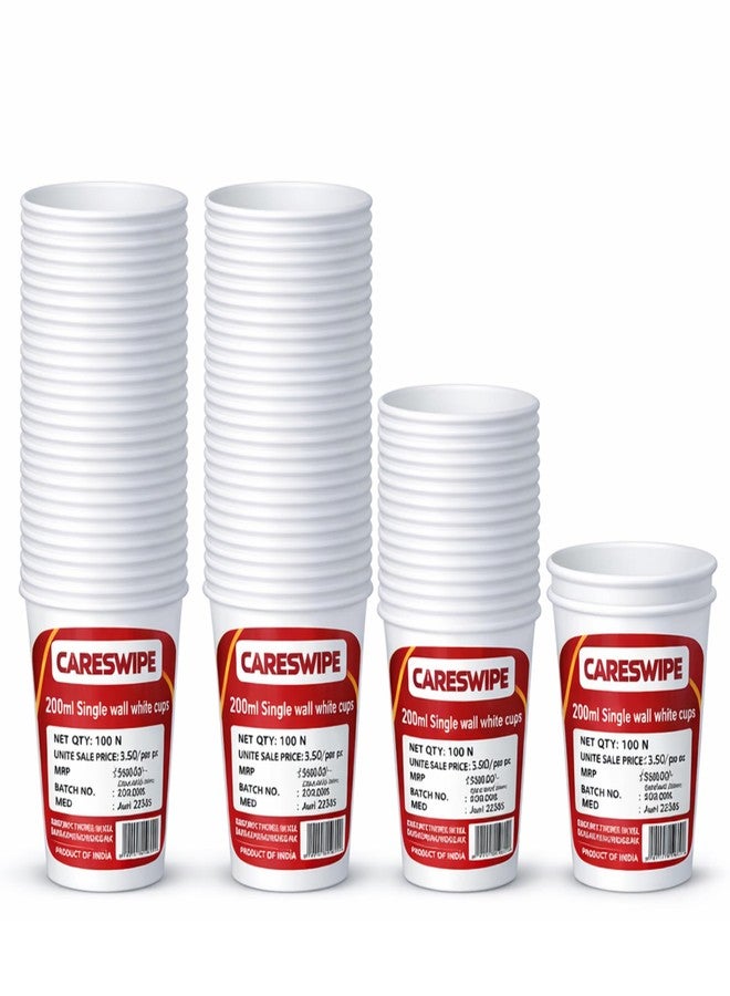 Careswipe Paper Cups 100 Pcs, Disposable Cups, 200 ML Hot & Cold Beverage Tea, Cofee, Water Cups for Parties, Events, Offices, and Homes, White - Image 1