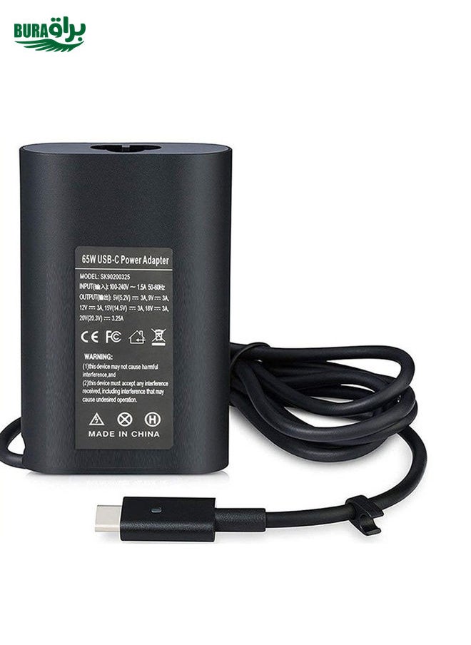 BURAQ - For Dell XPS12 9250 7370 Type-C 45W Power Adapter Charger USB-C Lightning Port(UK Plug) - Image 1