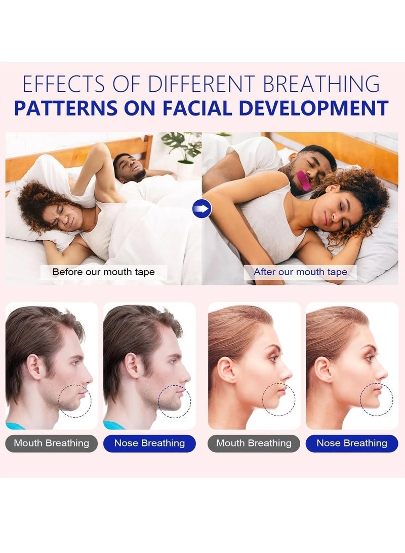 Sefudun 50 Pcs Micropore Tape Pink Mouth Tape Sleep Strips Soft and Comfortable Gentle and Secure Adhesive Mouth Strips Nose Breathing Anti Snoring Better Breathing Odour Free Sleep Strip Mouths Tape - Image 4