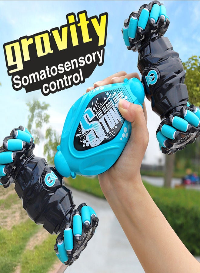 AROAQ Grey Remote Control Stunt Car 4WD Stunt Gesture Induction Twisting Off Road 360 Rotation Vehicle Cool Light Music Drift Traverse Remote Control and Watch Dancing Side Driving Toy  - Image 4