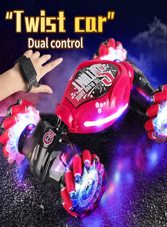 AROAQ Grey Remote Control Stunt Car 4WD Stunt Gesture Induction Twisting Off Road 360 Rotation Vehicle Cool Light Music Drift Traverse Remote Control and Watch Dancing Side Driving Toy  - Image 2