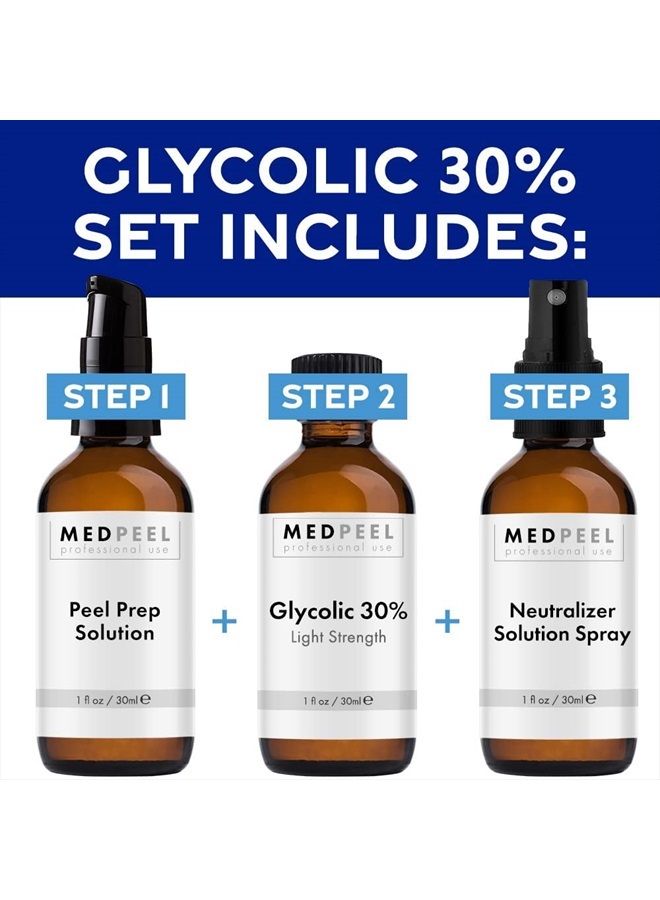 Medpeel مجموعة تقشير أساسية بحمض الجليكوليك بنسبة 30% من MedPeel، تتضمن التقشير والتحضير والمحايد وتقشير كيميائي قوي للوجه، لتقليل الخطوط الدقيقة والتجاعيد والبقع الداكنة، لجميع ألوان البشرة، 1 أونصة/30 مل (مجموعة من 3 قطع) - Image 3