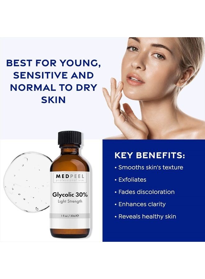 Medpeel مجموعة تقشير أساسية بحمض الجليكوليك بنسبة 30% من MedPeel، تتضمن التقشير والتحضير والمحايد وتقشير كيميائي قوي للوجه، لتقليل الخطوط الدقيقة والتجاعيد والبقع الداكنة، لجميع ألوان البشرة، 1 أونصة/30 مل (مجموعة من 3 قطع) - Image 4