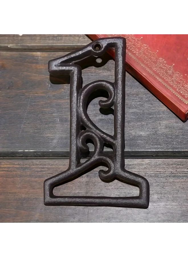 Vintage Metal Sign Set Of 2 Hollow Design Cast Iron Numbers Wall Mounted Address Plaque - Image 4