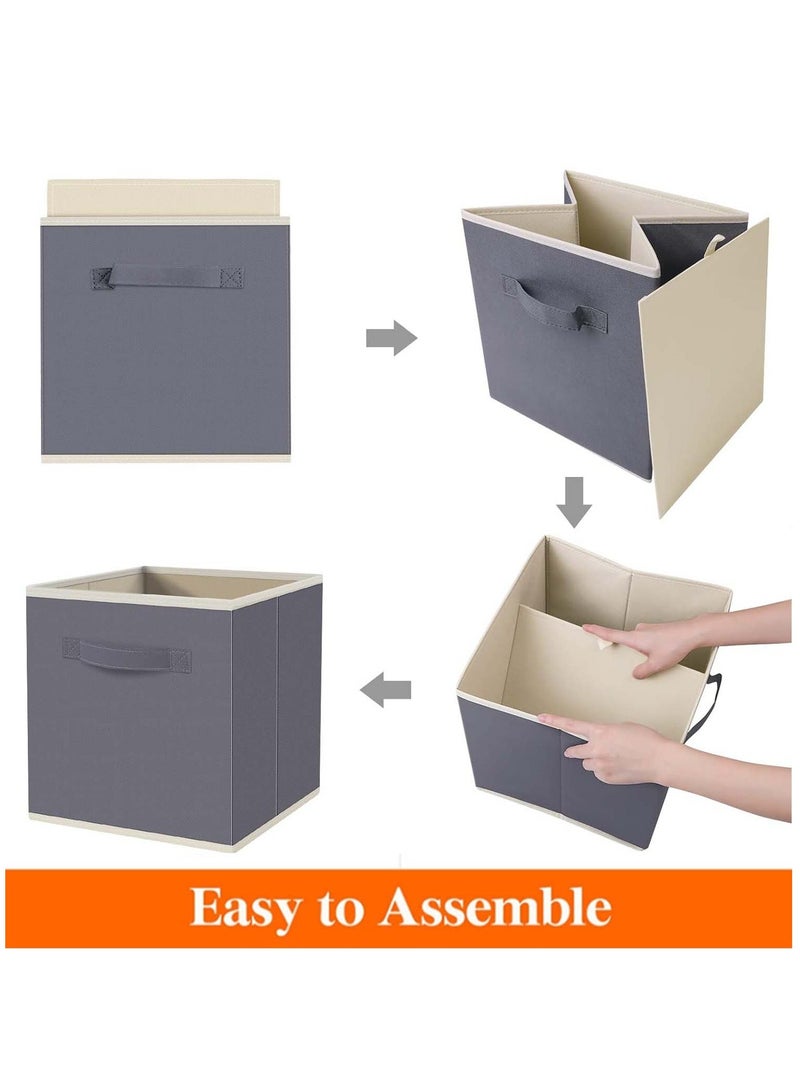 HOMESTAR 6 Pack Collapsible Storage Bins, Fabric Bins with Handles, Large Capacity Cubes for Books Toys Clothes and Sundries(Grey) - Image 5