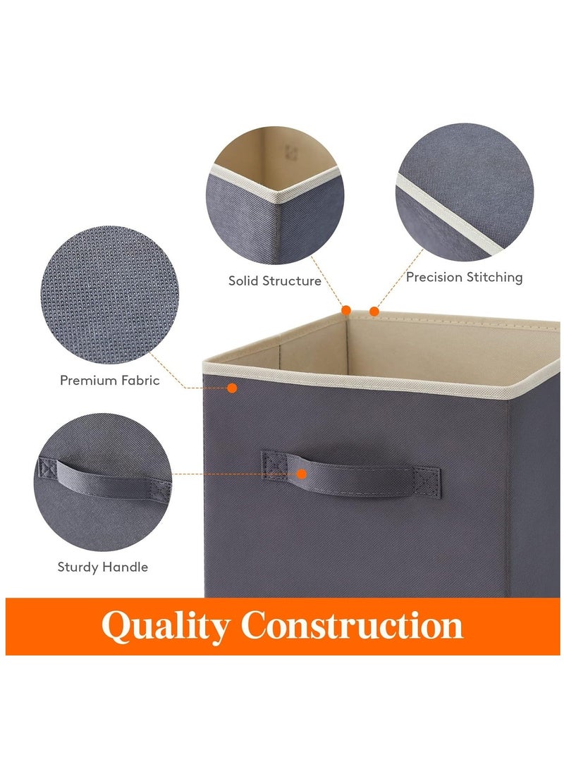 HOMESTAR 6 Pack Collapsible Storage Bins, Fabric Bins with Handles, Large Capacity Cubes for Books Toys Clothes and Sundries(Grey) - Image 4