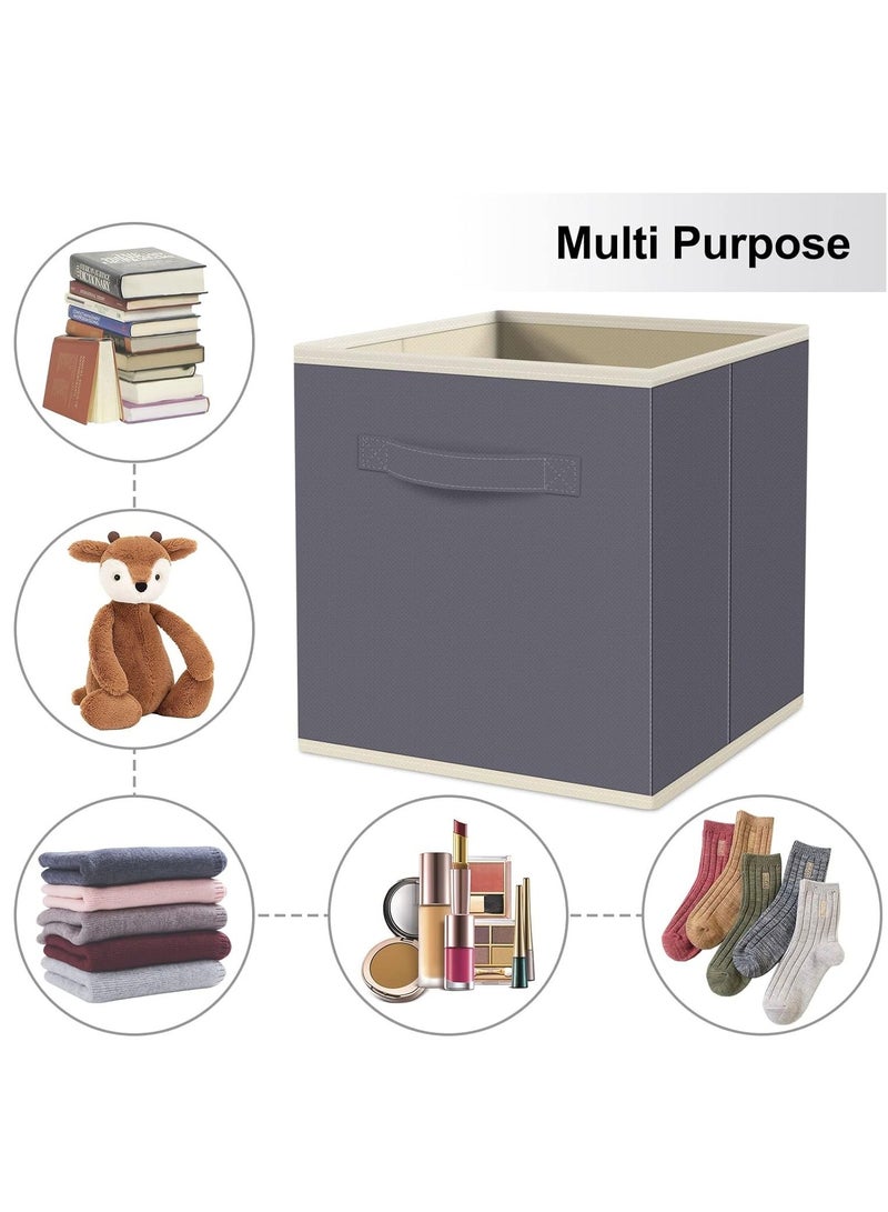 HOMESTAR 6 Pack Collapsible Storage Bins, Fabric Bins with Handles, Large Capacity Cubes for Books Toys Clothes and Sundries(Grey) - Image 2
