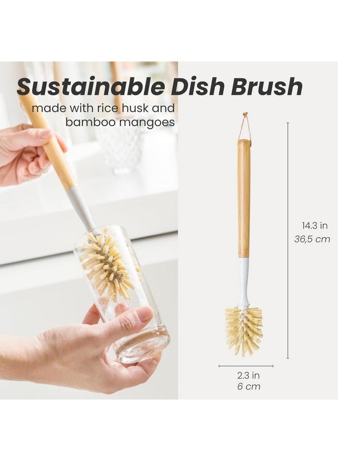 Vigar Zeroline 13.9" Long Bamboo Dish Brush, Ideal Dish Brush for Cups, Wine Glass, Tumbler, Blender Bottles, and Glass Water Bottles for The Kitchen - Image 2