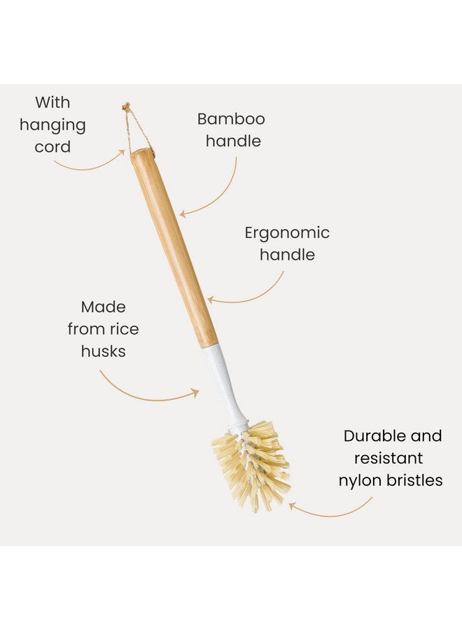 Vigar Zeroline 13.9" Long Bamboo Dish Brush, Ideal Dish Brush for Cups, Wine Glass, Tumbler, Blender Bottles, and Glass Water Bottles for The Kitchen - Image 3