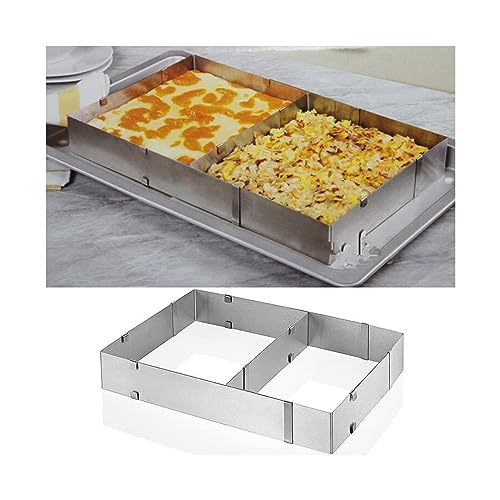 TinLeJa 10 Reach 20 Inch Rectangular Stainless Steel Adjustable Flexible Scalable Mousse Cake Mould Cake Tiramisu Bread Pastry Baking Mould Bakeware Baking Tool - Image 1