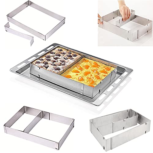 TinLeJa 10 Reach 20 Inch Rectangular Stainless Steel Adjustable Flexible Scalable Mousse Cake Mould Cake Tiramisu Bread Pastry Baking Mould Bakeware Baking Tool - Image 2
