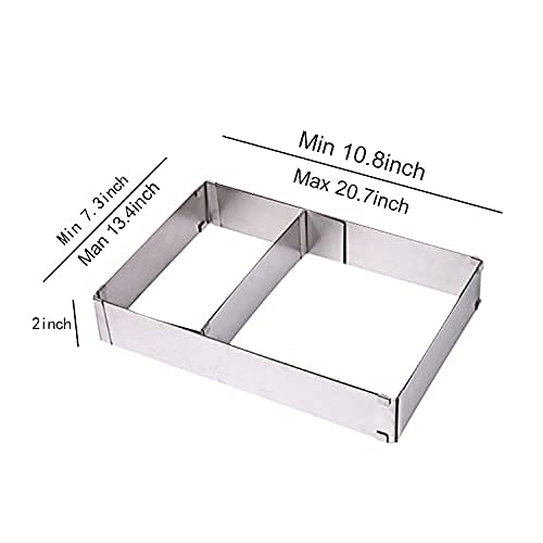 TinLeJa 10 Reach 20 Inch Rectangular Stainless Steel Adjustable Flexible Scalable Mousse Cake Mould Cake Tiramisu Bread Pastry Baking Mould Bakeware Baking Tool - Image 3