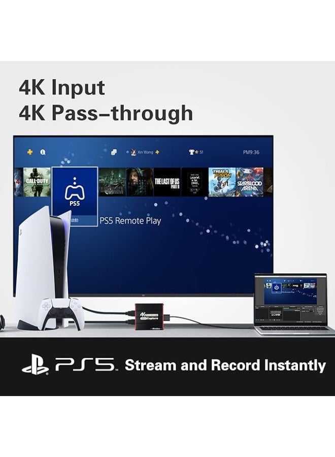 كارت التقاط ألعاب HDMI USB 3.0 | تسجيل 1080P 60FPS مع 4K Loop-Out بدون تأخير للبث متوافق مع OBS وأجهزة الألعاب - Image 3
