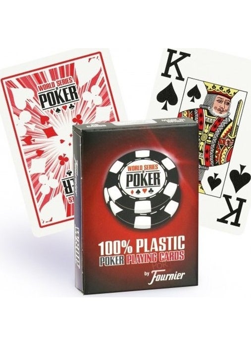 Fournier - Wsop Jumbo Index 100% Plastic Poker Playing Card - Red - Image 1