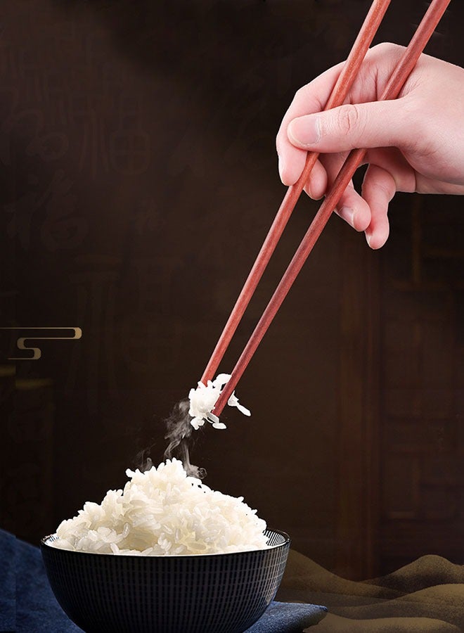 5 pairs Premium Natural Wooden Chopsticks,Reuable Chopsticks Gift Set Dishwasher Safe, Non-Slip Chopstick for Asian Dishes Sushi Rice Noodles, Chopsticks Gift Set with Golden Head Finis  - Image 3