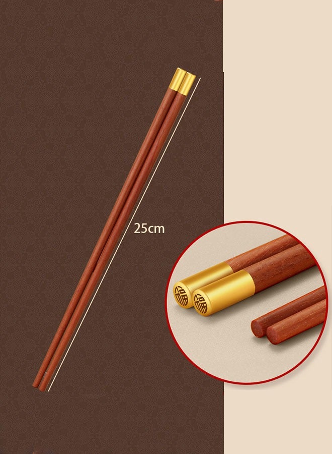 5 pairs Premium Natural Wooden Chopsticks,Reuable Chopsticks Gift Set Dishwasher Safe, Non-Slip Chopstick for Asian Dishes Sushi Rice Noodles, Chopsticks Gift Set with Golden Head Finis  - Image 4