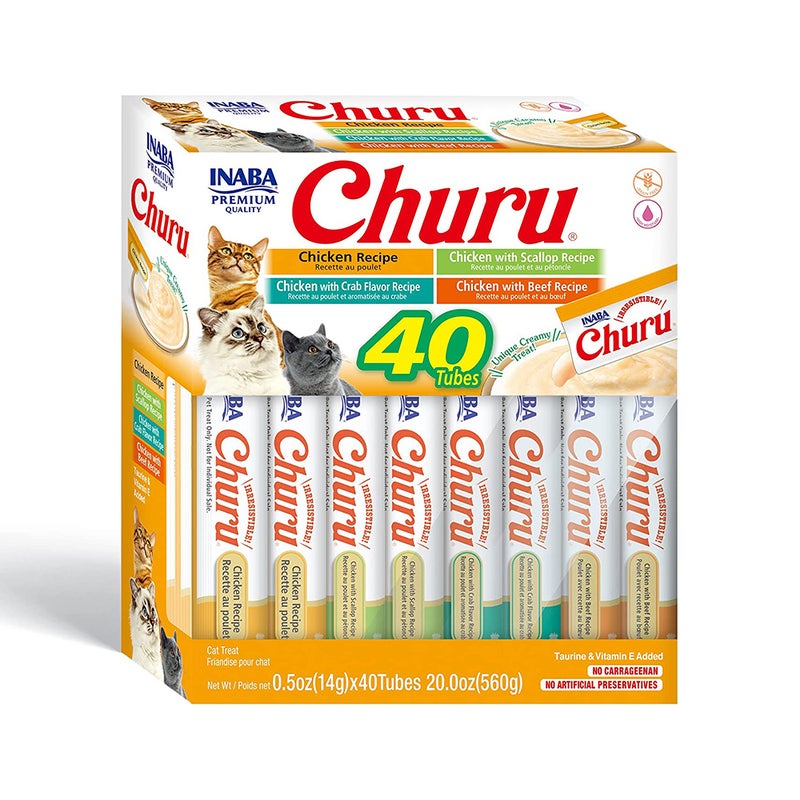 Inaba Churu Chicken Puree Variety Pack Cat Treats, 40 x 14g
