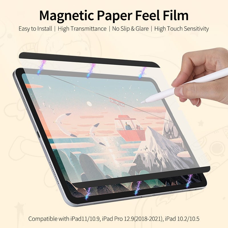 Magnetic Paper Feel Screen Protector Removable High-Transmittance Like Paper Film No Slip&Glare Compatible with iPad 11/10.9 - Image 5