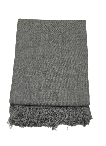 MAMRAJ Men's Pure Woolen Lohi/Shawl (230cm x 115cm) (230 x 115 cm, Plain Grey) - Image 3