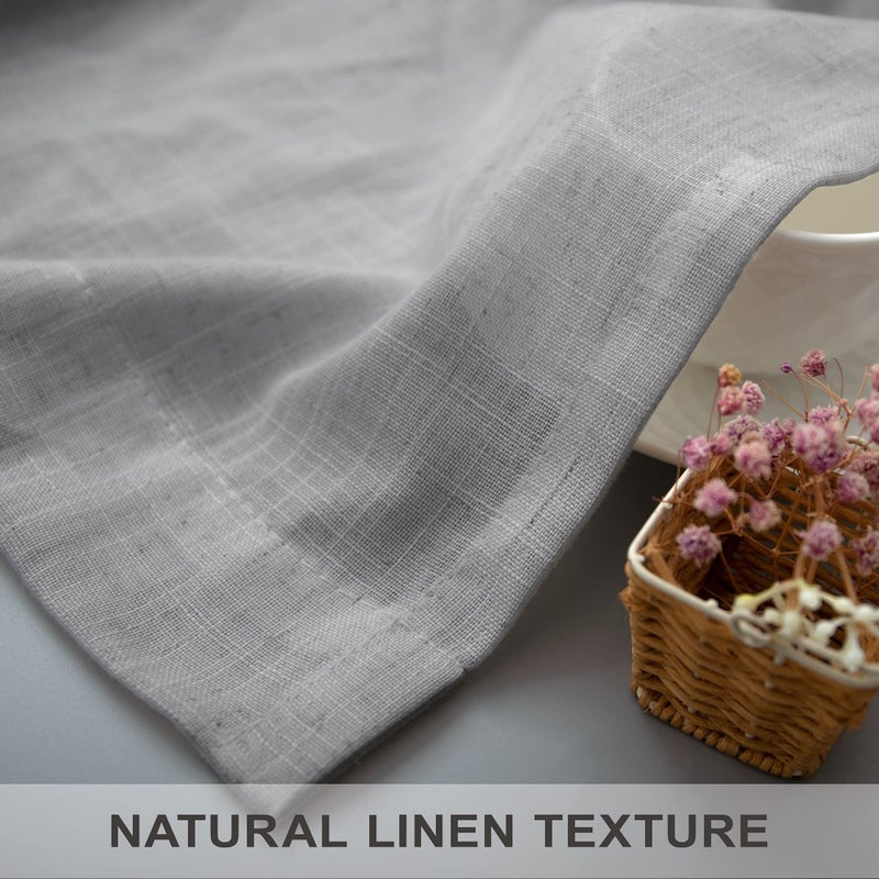 Pitalk Linen Valance for Windows Kitchen Living Room Valance Rod Pocket Modern Farmhouse Country Rustic Bathroom Small Window Treatment Semi Sheer Curtain Valance for Bedroom Office Laundry Light Grey Gray - Image 5