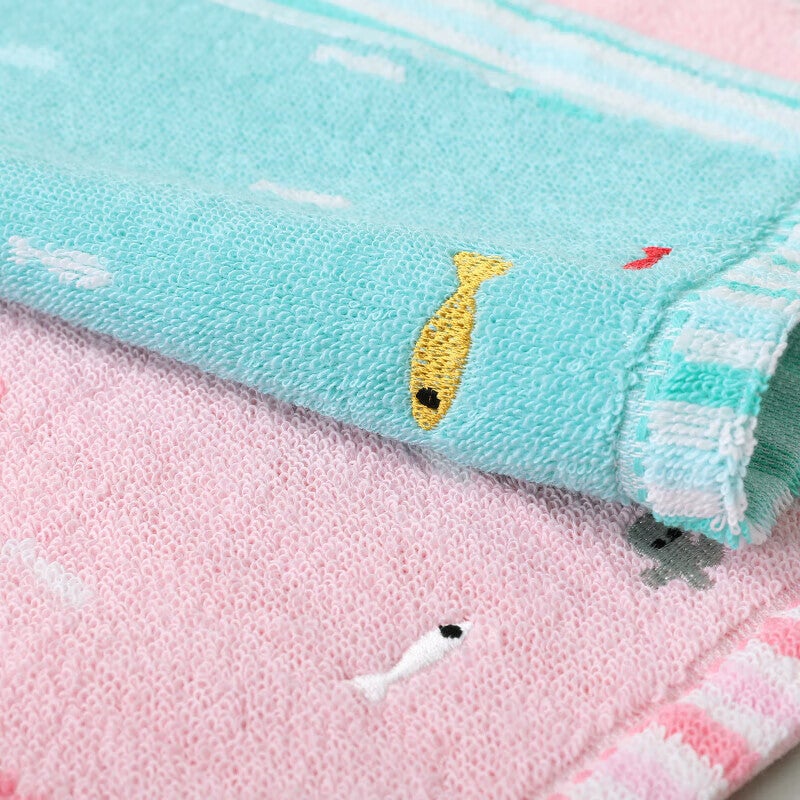 JD Jing Zao KING SHORE Class A Children's Towel, Pure Cotton Small Towel, Baby Towel, Small Square Towel, Hand Towel, All-Cotton Embroidered Face Towel, 2 Pieces - Image 2