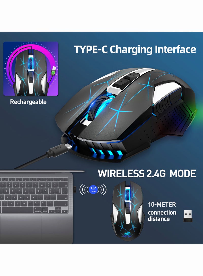 2.4G Wireless Mouse Rechargeable Wireless Gaming Mouse with 3 Adjustable DPI Suitable for Desktop Computers Laptops - Image 4