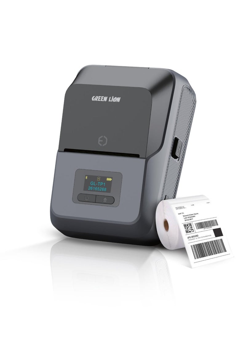GREEN LION - Thermal Printer With 203 DPI Printing Resolution / 15-50mm Label Width / Bluetooth & Type-C Connection / Bulk Printer / Mobile Editing / TFT Screen Display - Grey - Image 1