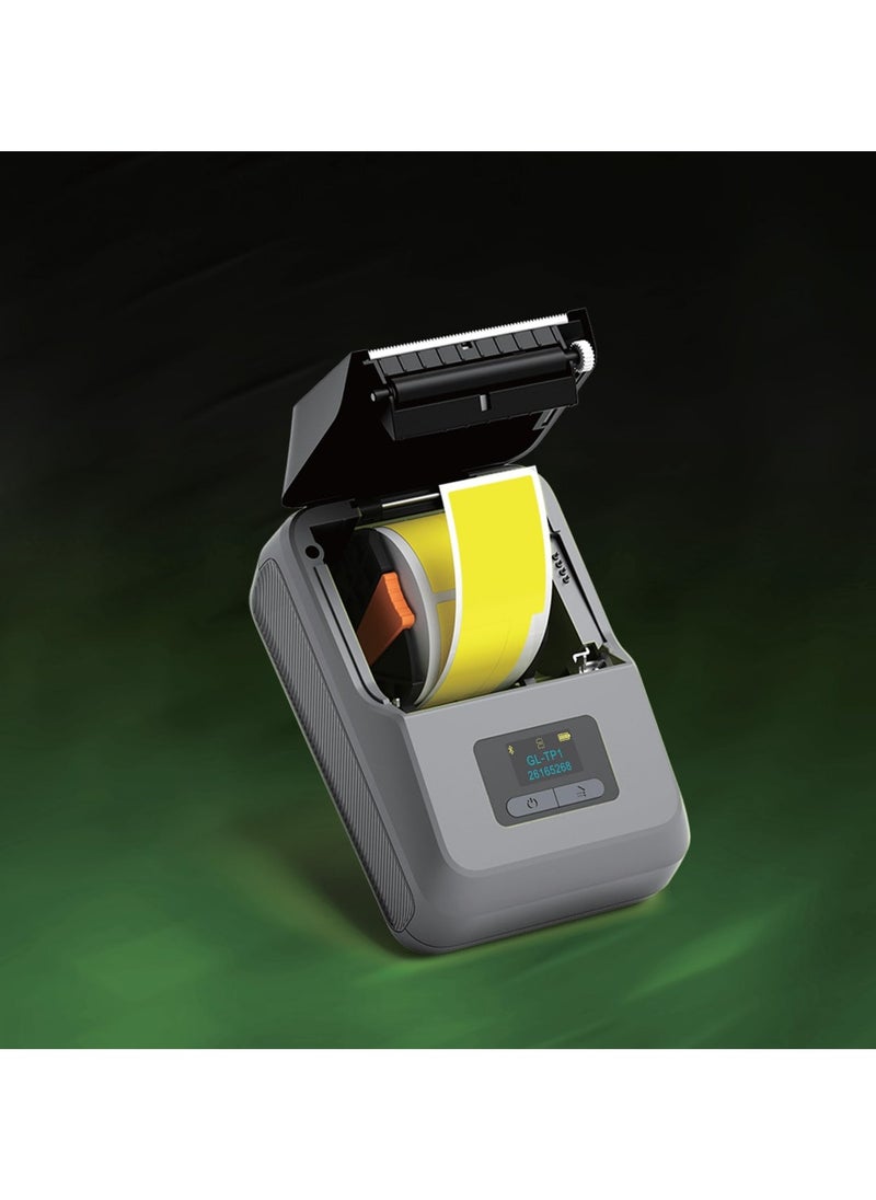 GREEN LION - Thermal Printer With 203 DPI Printing Resolution / 15-50mm Label Width / Bluetooth & Type-C Connection / Bulk Printer / Mobile Editing / TFT Screen Display - Grey - Image 1