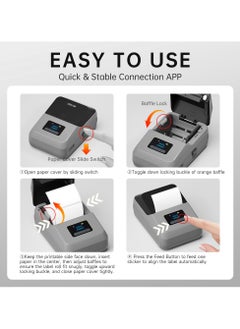 GREEN LION Thermal Printer With 203 DPI Printing Resolution / 15-50mm Label Width / Bluetooth & Type-C Connection / Bulk Printer / Mobile Editing / TFT Screen Display - Grey  - Image 2