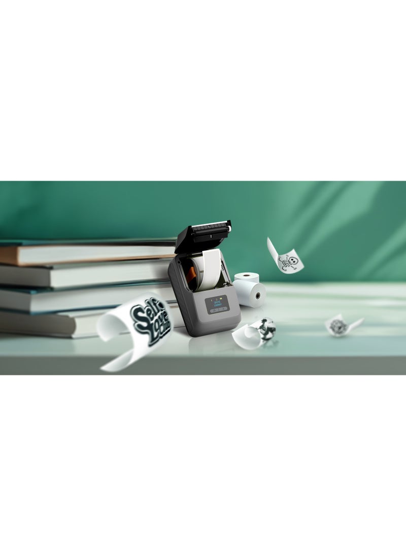 GREEN LION - Thermal Printer With 203 DPI Printing Resolution / 15-50mm Label Width / Bluetooth & Type-C Connection / Bulk Printer / Mobile Editing / TFT Screen Display - Grey - Image 1