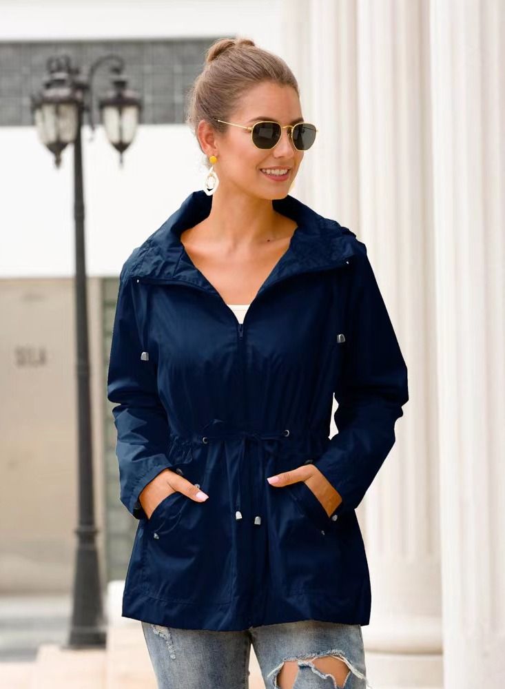 Loquat Autumn Winter Women's Hooded Windbreaker Casual Coat 