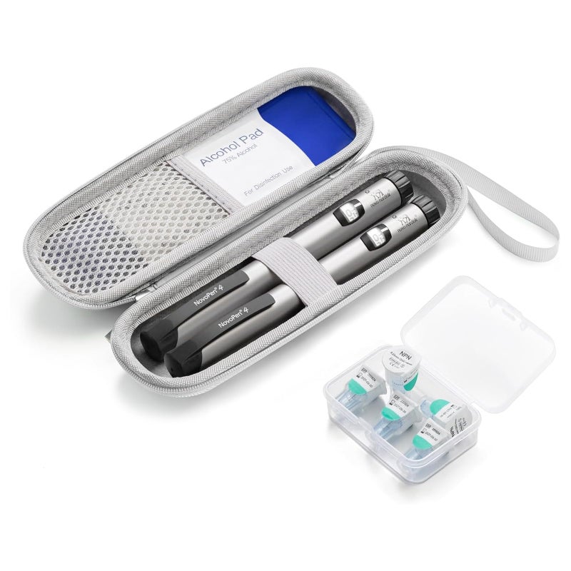 sijidou Insulin Cooler Travel Case Portable Insulin Travel Case Insulin Cooling Cases Insulated Organizer for Insulins Pens Grey