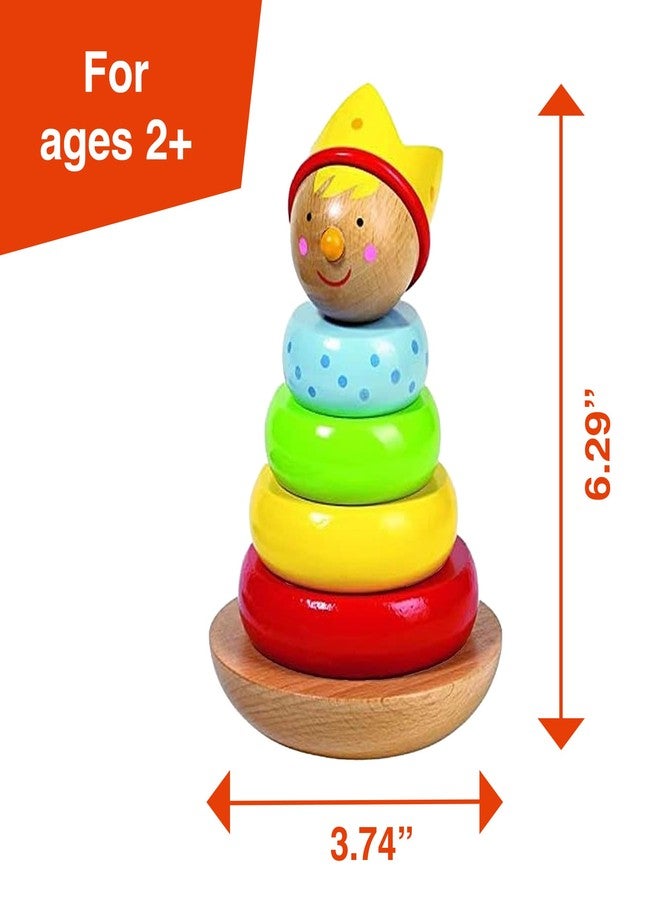 Goki Rainbow Stacking Toys for Toddlers 1-3 Little Prince | Classic 6-Piece Ring Stacker | Colorful Wooden Rainbow Stacking Rings for Fine Motor Skill Development & Early Learning Wood Toys - Image 3