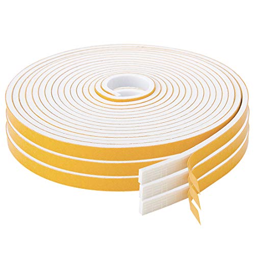 ToLanbbt Adhesive Foam Tape 59 Feet, Soundproofing Neoprene Rubber Tape Door Insulation Weather Weatherproof Stripping, 1/2" Wide X 1/8" Thick, 19.7 Ft X 3 Rolls - Image 1
