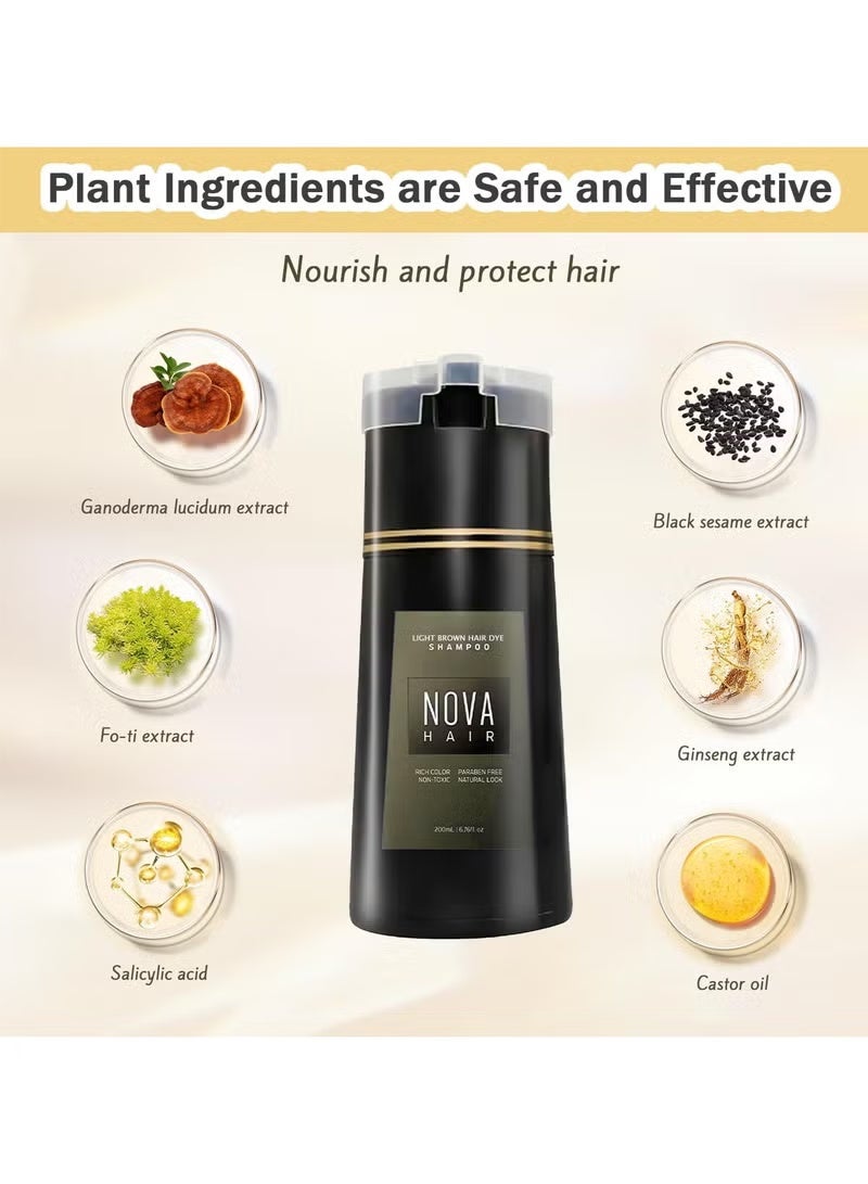 Nova Dye Shampoo,Nova Hair Instant Dye Shampoo,Nova Hair Dye Shampoo 3 in 1, for Men & Women (Black) - Image 2