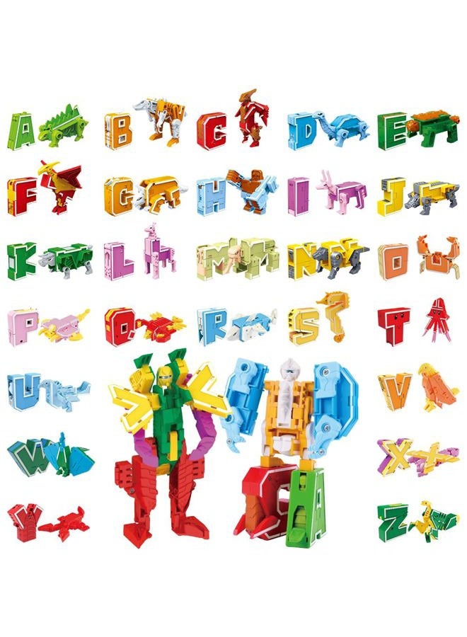 VEAIS Alphabet Animal Toys for Kids, STEM ABC Learning Alphabots Transforming Toys Classroom Teaching Alpha Bots Toy for Kids 4-6 Toddlers - 26 Pieces - Image 1