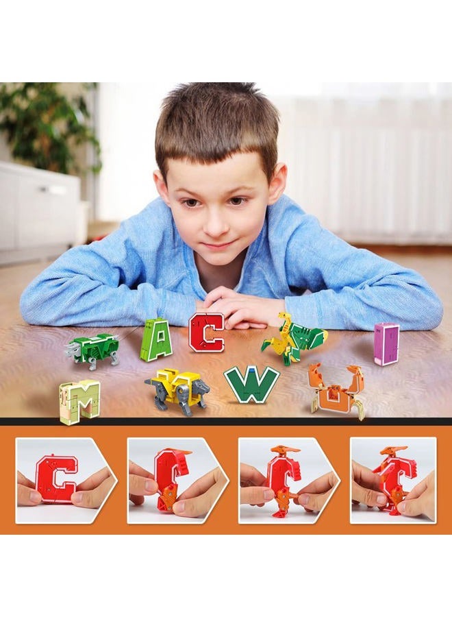 VEAIS Alphabet Animal Toys for Kids, STEM ABC Learning Alphabots Transforming Toys Classroom Teaching Alpha Bots Toy for Kids 4-6 Toddlers - 26 Pieces - Image 4