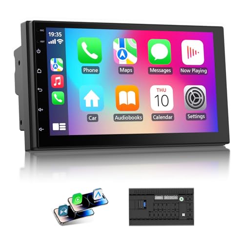 Haudio 7 Inch Double Din Car Stereo with Wireless Apple CarPlay & Android Auto, Touchscreen Android Radio, Bluetooth Car Audio Receiver (No reversing Camera) - Image 1