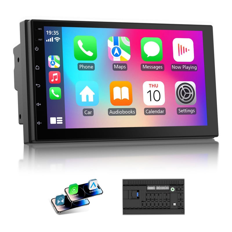 Haudio 7 Inch Double Din Car Stereo with Wireless Apple CarPlay & Android Auto, Touchscreen Android Radio, Bluetooth Car Audio Receiver (No reversing Camera) - Image 2