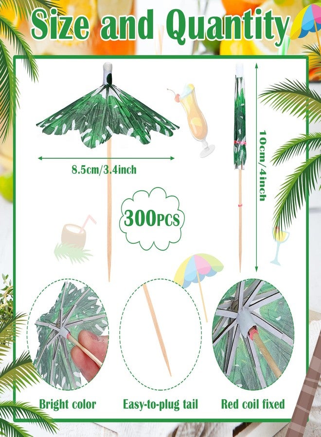 Cunhill 300 Pieces Cocktail Umbrellas Drink Umbrellas Cocktail Picks Parasol Cocktail Umbrellas Cupcake Toppers for Summer Hawaiian Umbrella Sticks Tropical Wedding Party Decoration (Palm Tree Style) - Image 2