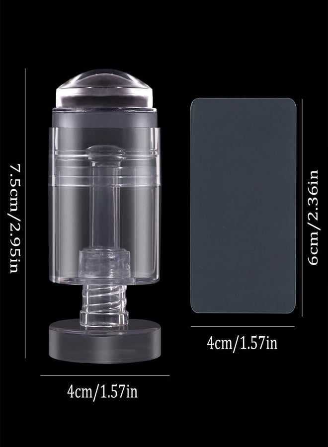 JALIYA Rotatable Nail Stamp Silicone Nail Stamper Kit Transparent Nail Art Stamper With Scraper French Tip Nail Tool Adjustable Pattern Size Jelly Nail Stamps Nail Art Tools French Manicure Nail Stamping Kit - Image 3